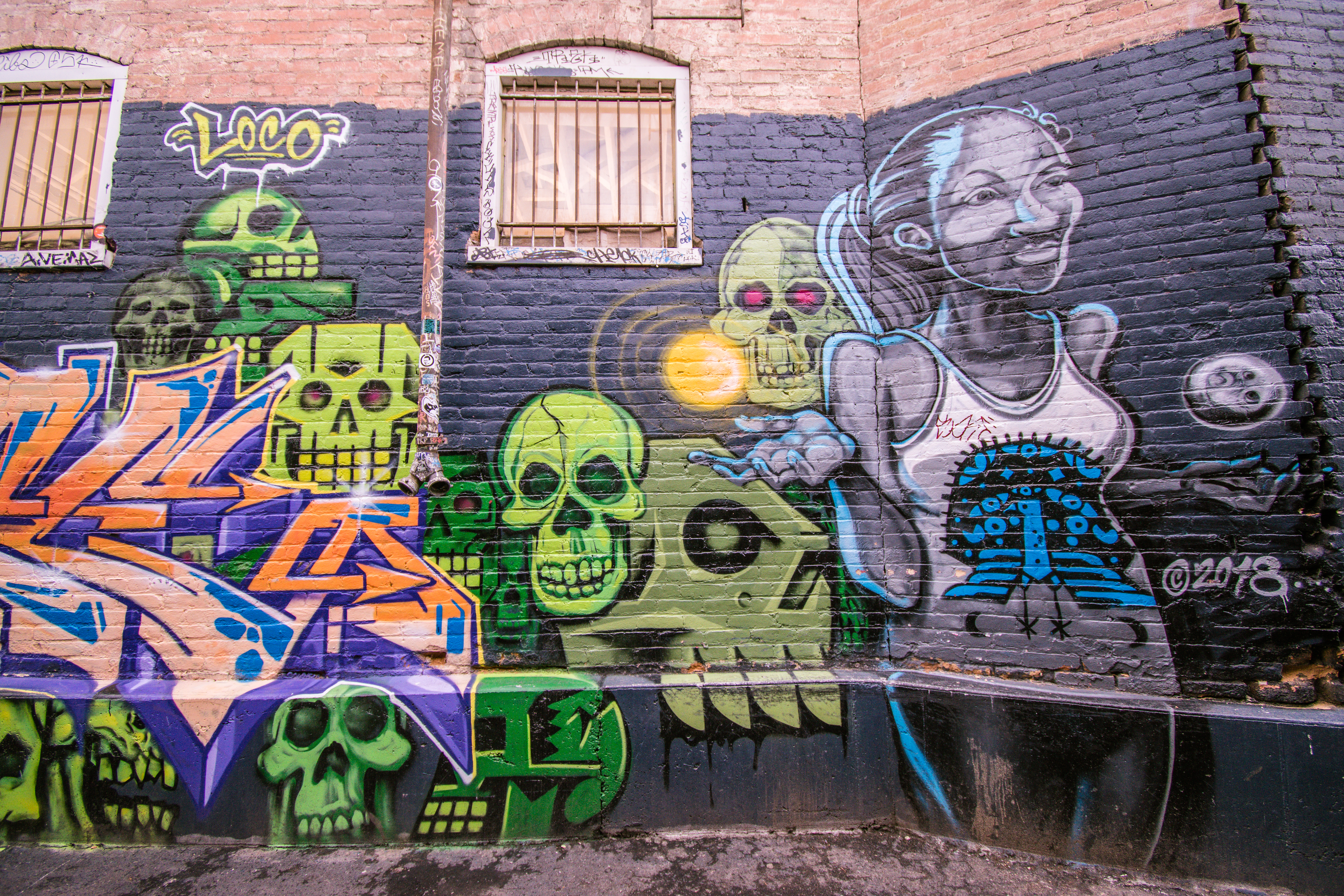 Skull street art in Salt Lake City